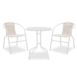 Set Masa si Scaune Gradina Watson-Obbi 3 Piese, Alb, 60x60x70 cm