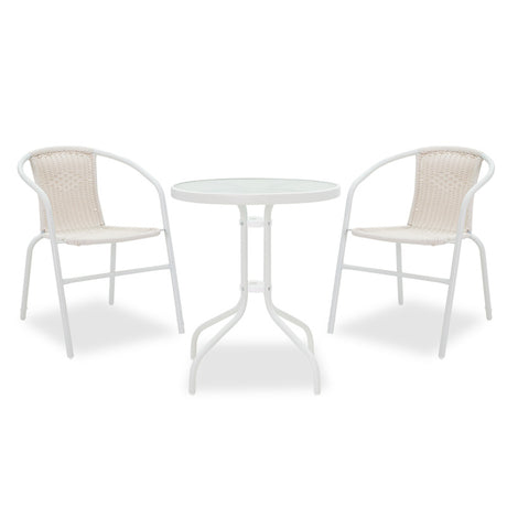 Set Masa si Scaune Gradina Watson-Obbi 3 Piese, Alb, 60x60x70 cm