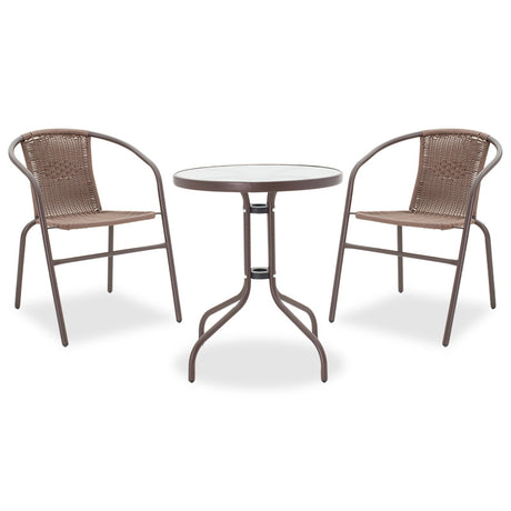 Set Masa si Scaune Gradina Watson-Obbi 3 Piese, Maro, 60x60x70 cm