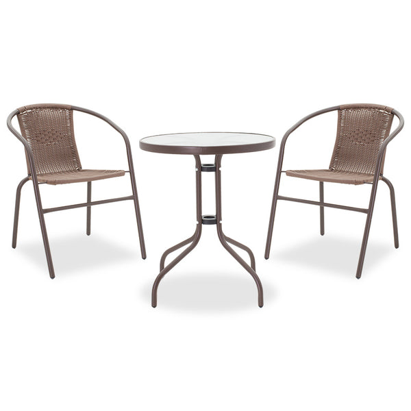 Set Masa si Scaune Gradina Watson-Obbi 3 Piese, Maro, 60x60x70 cm