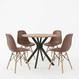 Set masa si scaune Julita dining, D80x75 cm - Maro