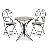 Set Masa si Scaune Mosaic 3 Piese, Negru - Multicolor, 60x60x94 cm