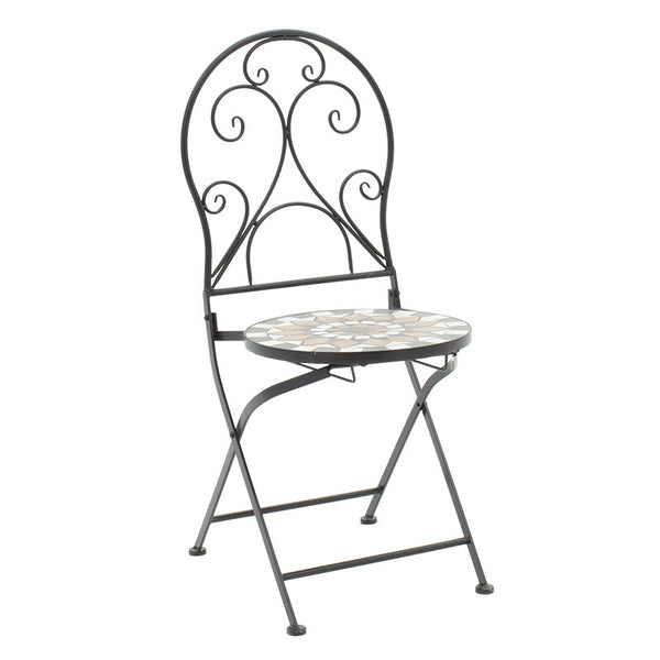 Set Masa si Scaune Mosaic 3 Piese, Negru - Multicolor, 60x60x94 cm