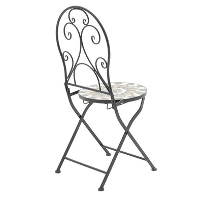 Set Masa si Scaune Mosaic 3 Piese, Negru - Multicolor, 60x60x94 cm, detaliu produs