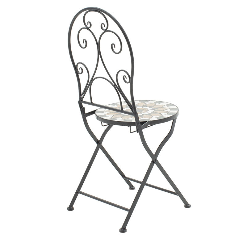 Set Masa si Scaune Mosaic 3 Piese, Negru - Multicolor, 60x60x94 cm, detaliu produs
