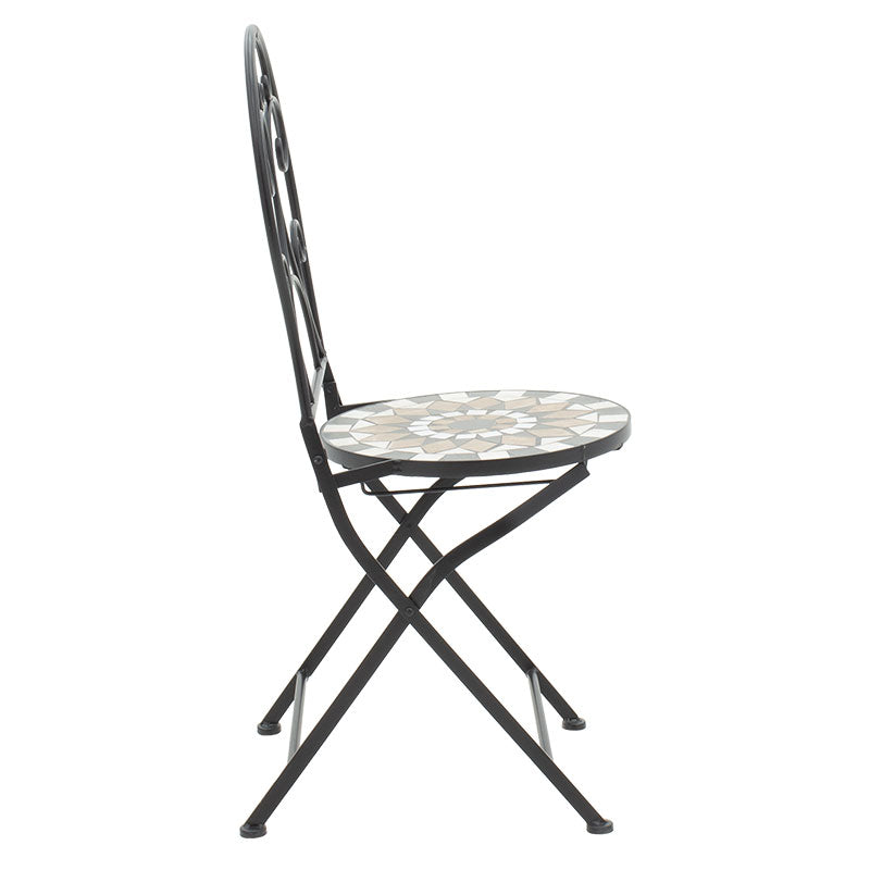 Set Masa si Scaune Mosaic 3 Piese, Negru - Multicolor, 60x60x94 cm, perspectiva suplimentara