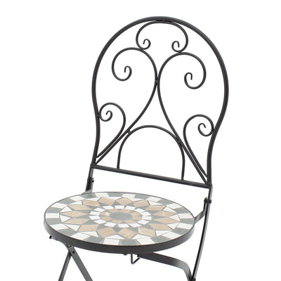 Set Masa si Scaune Mosaic 3 Piese, Negru - Multicolor, 60x60x94 cm, foto produs