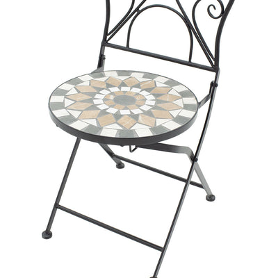 Set Masa si Scaune Mosaic 3 Piese, Negru - Multicolor, 60x60x94 cm, foto produs 7