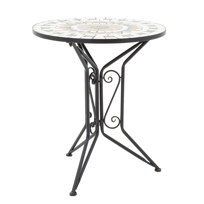 Set Masa si Scaune Mosaic 3 Piese, Negru - Multicolor, 60x60x94 cm, foto produs 10