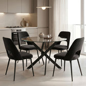 Set masa si scaune Murde Black, Metal, Negru, D100x75 cm
