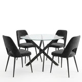 Set masa si scaune Murde Black, Metal, Negru, D100x75 cm