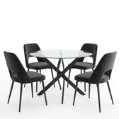 Set masa si scaune Murde Black, Metal, Negru, D100x75 cm, imagine ambient