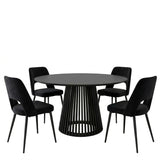 Set masa si scaune Murde Chairs Black, MDF, Negru, D120x75 cm