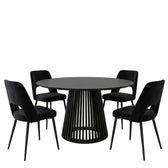 Set masa si scaune Murde Chairs Black, MDF, Negru, D120x75 cm, imagine ambient