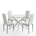 Set masa si scaune Parker-Antoro, Sticla, Alb, D100x75 cm, imagine ambient
