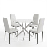 Set masa si scaune Parker-Antoro, Sticla, Alb, D100x75 cm