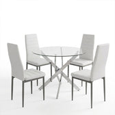 Set masa si scaune Parker-Antoro, Sticla, Alb, D100x75 cm, imagine ambient
