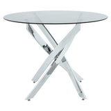 Set masa si scaune Parker-Antoro, Sticla, Alb, D100x75 cm