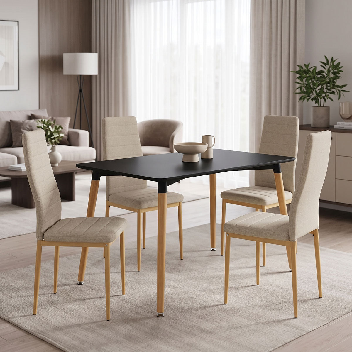 Set masa si scaune Parker Dining, 120x80x76 cm - Bej