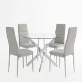 Set masa si scaune Parker dining, Sticla, Alb, D80x75 cm