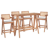 Set masa si scaune pentru sufragerie Winslow set 5 piese lemn de arbore de cauciuc, nuc deschis 120x45x100 cm