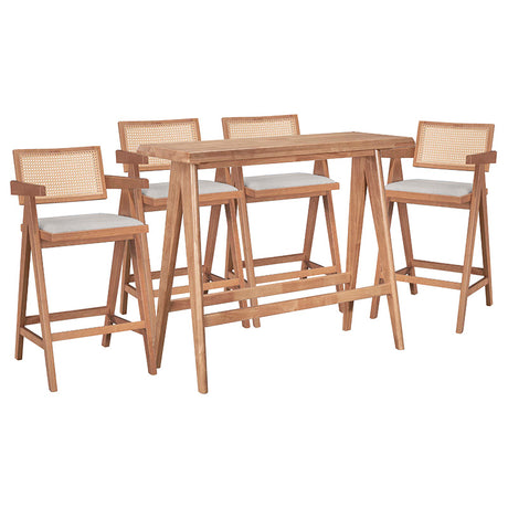 Set masa si scaune pentru sufragerie Winslow set 5 piese lemn de arbore de cauciuc, nuc deschis, 120x45x100 cm