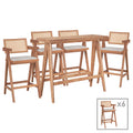 Set masa si scaune pentru sufragerie Winslow set 7 piese lemn de arbore de cauciuc, nuc deschis 120x45x100 cm