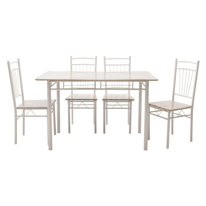 Set masa si scaune Roza, 5 piese, Nuc - Alb - Sonoma - Gri, 120x70x75 cm - Gri