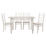 Set masa si scaune Roza, 5 piese, Nuc - Alb - Sonoma - Gri, 120x70x75 cm - Gri