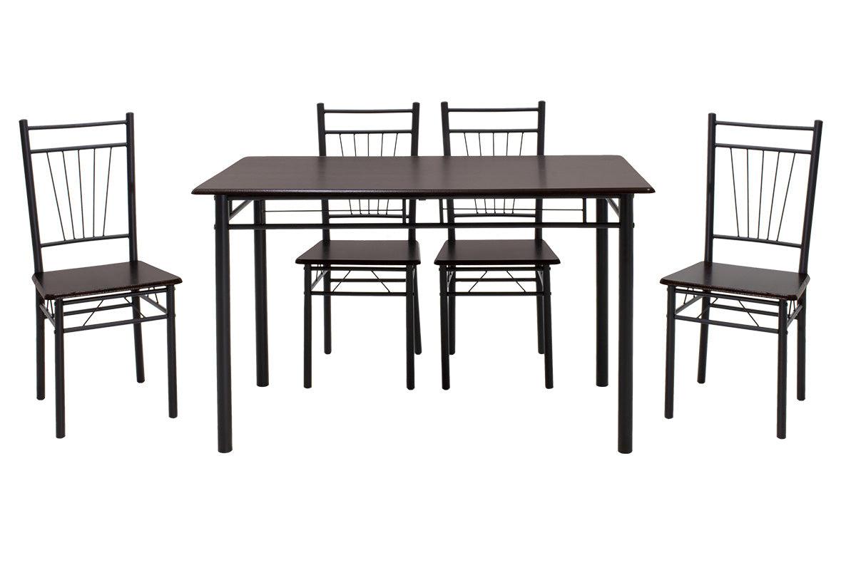 Set masa si scaune Roza, 5 piese, Nuc - Alb - Sonoma - Gri, 120x70x75 cm - Nuc