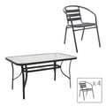 mobilier de gradina Set masă și scaune Tade-Ensure, Metal și Sticlă, 140x80x70 cm, Negru