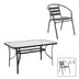 mobilier de gradina Set masă și scaune Tade-Ensure, Metal și Sticlă, 140x80x70 cm, Negru