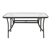 Set masă și scaune Tade-Ensure, Metal și Sticlă, Negru, 140x80x70 cm, foto produs 6