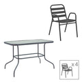 mobilier de gradina Set masă și scaune Valor-Sussie, metal și sticlă, 110x60x70 cm