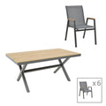 mobilier de gradina Set masa Thorio-Azelie 7 antracit aluminiu si placaj Natural 160x90x75 cm