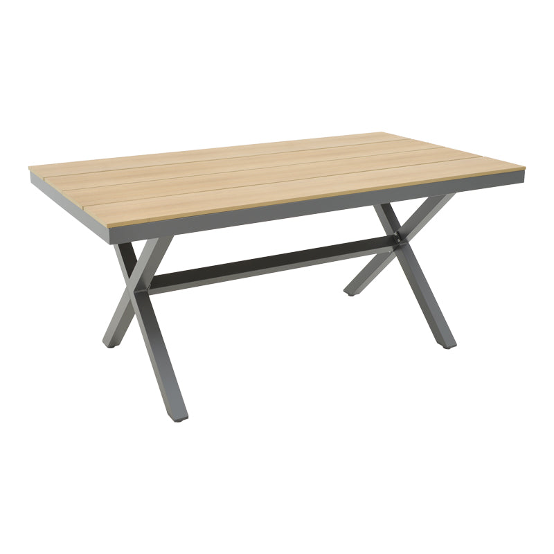 Set masa Thorio-Azelie 7 antracit aluminiu si placaj, Natural, 160x90x75 cm, imagine suplimentara