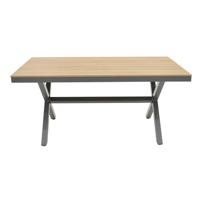 Set masa Thorio-Azelie 7 antracit aluminiu si placaj, Natural, 160x90x75 cm, detaliu produs