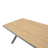 Set masa Thorio-Azelie 7 antracit aluminiu si placaj, Natural, 160x90x75 cm, perspectiva suplimentara