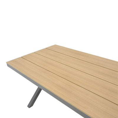 Set masa Thorio-Azelie 7 antracit aluminiu si placaj, Natural, 160x90x75 cm, perspectiva suplimentara
