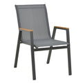 Set masa Thorio-Azelie 7 antracit aluminiu si placaj, Natural, 160x90x75 cm, foto produs