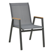 Set masa Thorio-Azelie 7 antracit aluminiu si placaj, Natural, 160x90x75 cm, foto produs