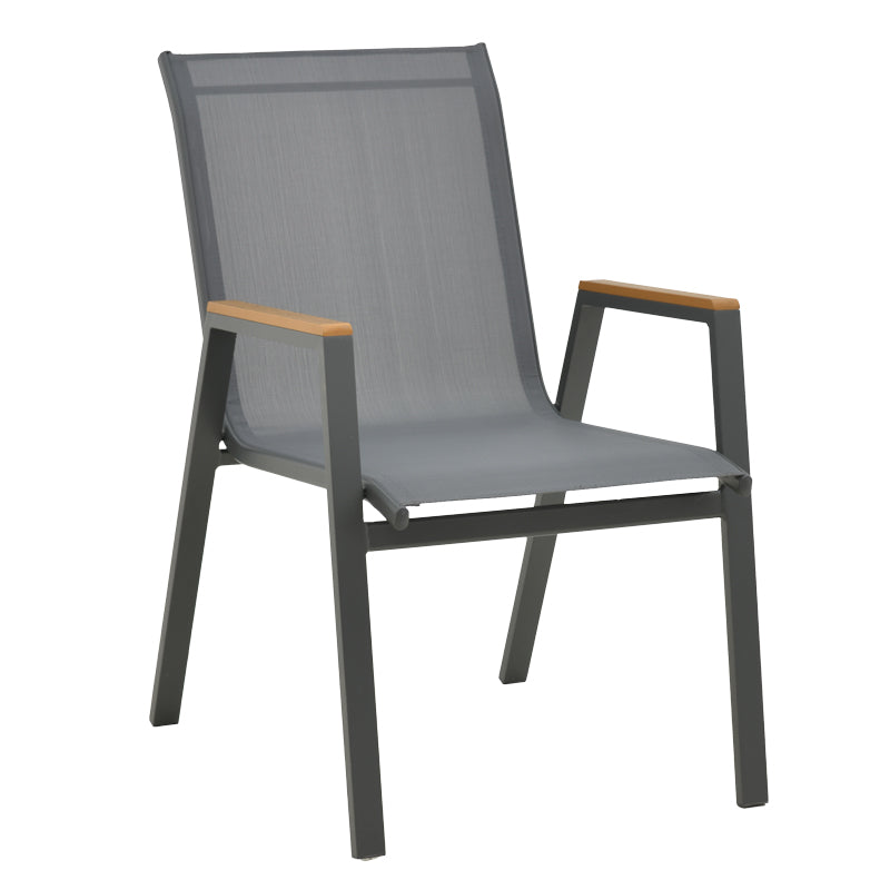 Set masa Thorio-Azelie 7 antracit aluminiu si placaj, Natural, 160x90x75 cm, foto produs