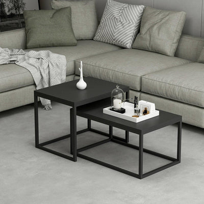 Set Masuta de Cafea Leka - Black, Negru, 60x45x47 cm