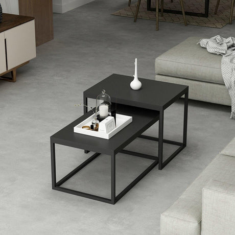 Set Masuta de Cafea Leka - Black, Negru, 60x45x47 cm