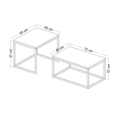 Set Masuta de Cafea Leka - Black, Negru, 60x45x47 cm