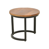 Set Masute de Cafea cu 3 Piese, Lemn de Mango și Picioare de metal, Nuanta Nuc, Diverse, 70x70x45 cm