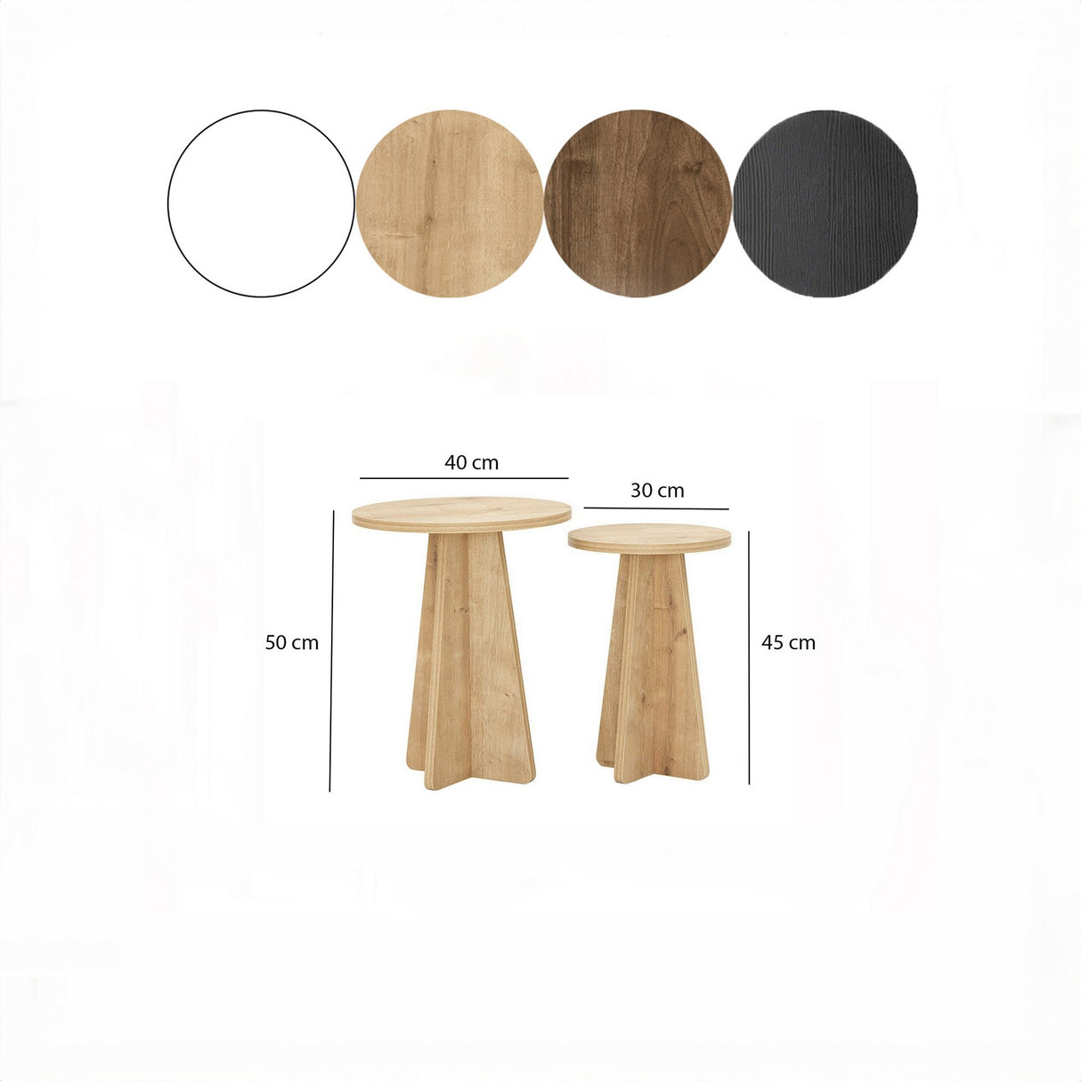 Set măsuțe de cafea Mushroom, Sapphire Oak, negru, 30x30x45 cm - Sapphire Oak