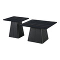 Set Mese de Cafea Pătrate cu Funcție de Economisire Spațiu, Metal și Piatră Sintetizată, Marmură Neagră, Optimizate, 80x80x43 cm, imagine suplimentara