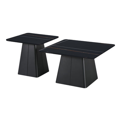 Set Mese de Cafea Pătrate cu Funcție de Economisire Spațiu, Metal și Piatră Sintetizată, Marmură Neagră, Optimizate, 80x80x43 cm, imagine suplimentara