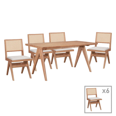 masa dining Set mese de sufragerie Winslow de 7 deschisa de nuc 160x85x75 cm